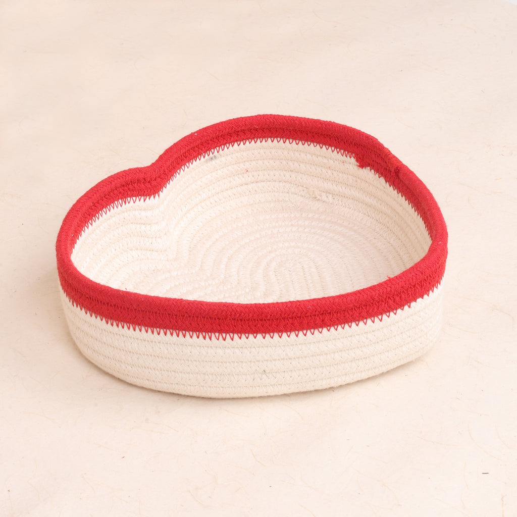 Cotton Rope - Heart Open Basket - (Cream & Rust)