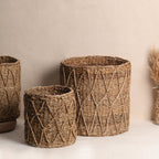 Patterned Seagrass Planters (3Pcs)