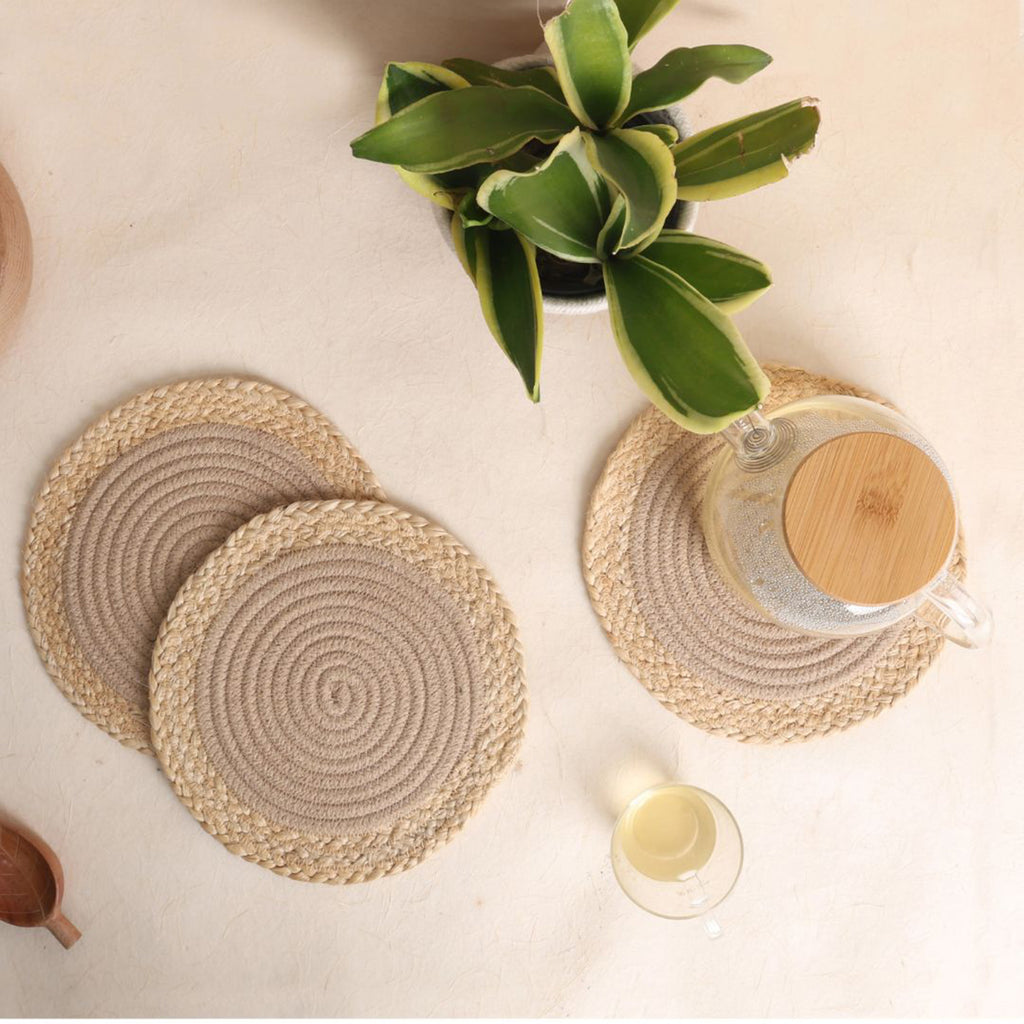 Trivet Beige and Jute Line (3Pcs)