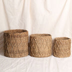 Patterned Seagrass Planters (3Pcs)