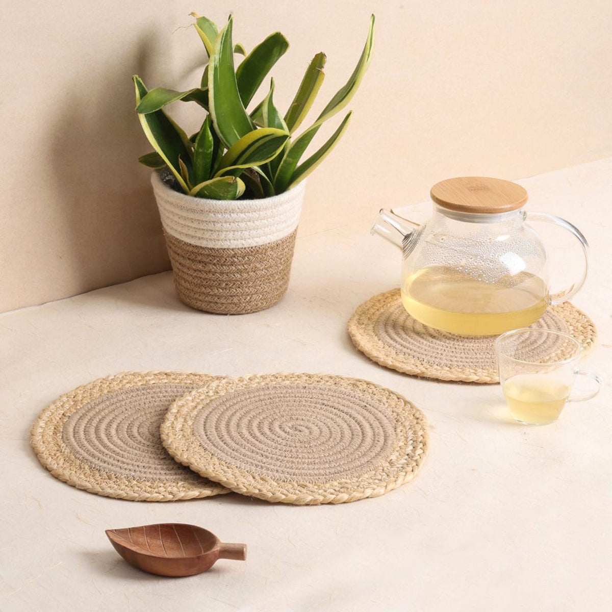 Trivet Beige and Jute Line (3Pcs)