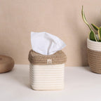 Square Tissue Box - Natural & Cream