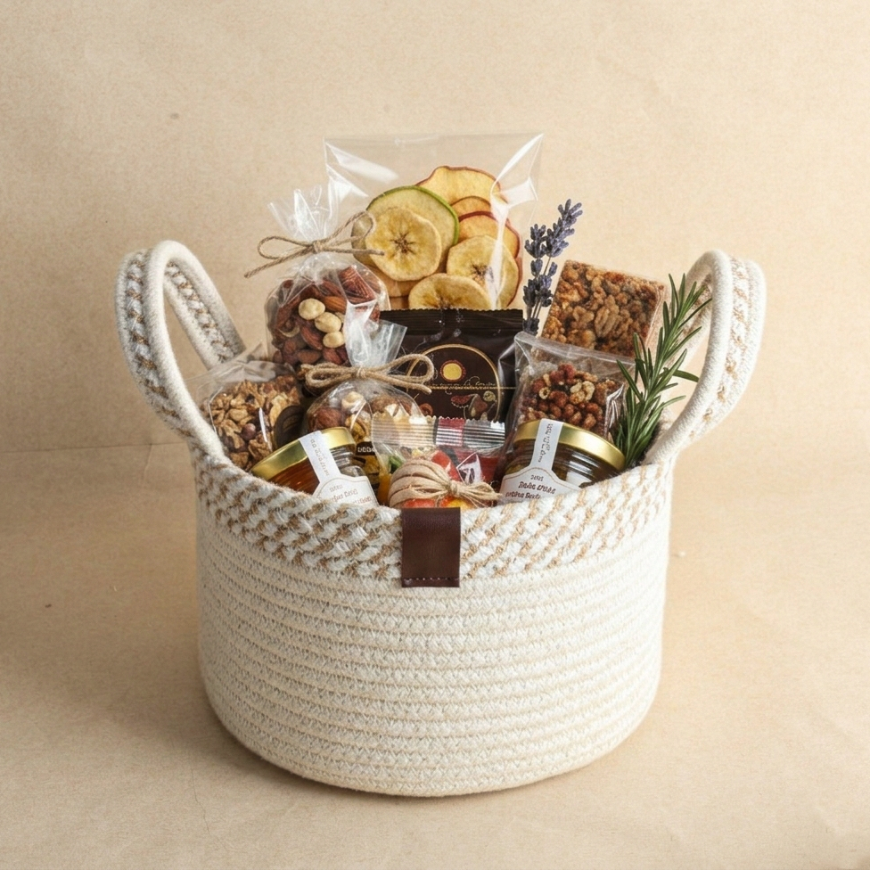 Elegant Round Wedding Hamper Basket