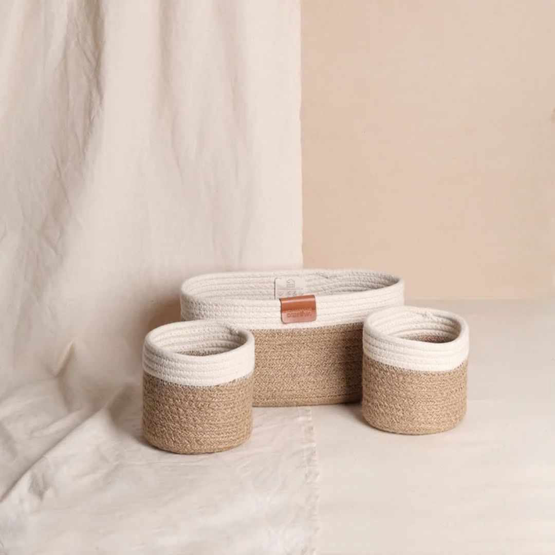 Cotton Organizer - White & Natural (3pcs)