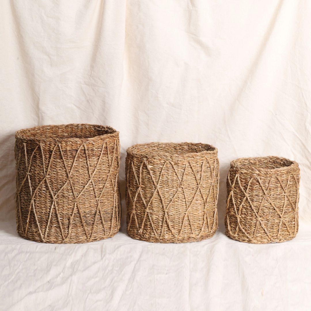 patterned seagrass planters (Pack of 3)