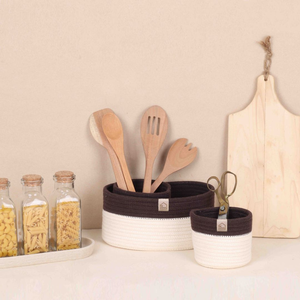 Cotton Organizer - Mocha & Cream (3pcs)