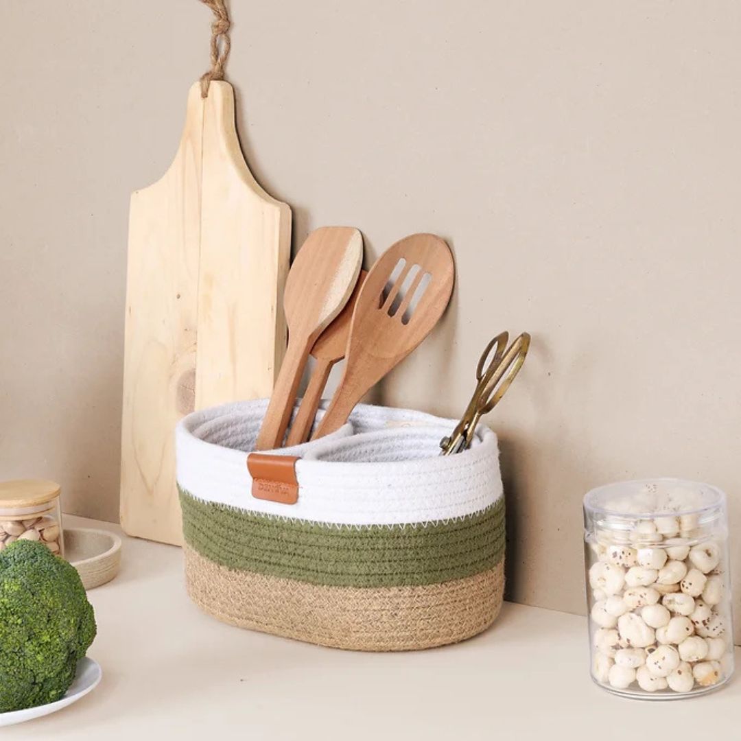 Cotton Organizer - Olive & Natural (3pcs)