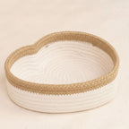 Cotton Rope Heart Open Basket - Cream & Natural