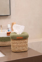 Square Tissue Box - Natural & Olive
