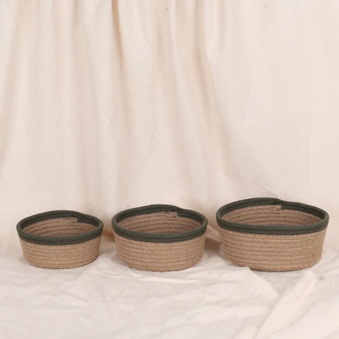 Cottage Baskets - Olive & Natural (3pcs)