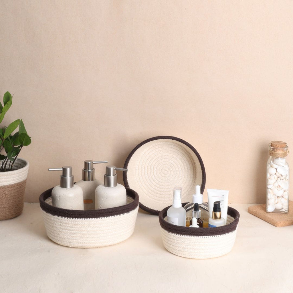 Cottage Baskets - Mocha & Cream (3pcs)