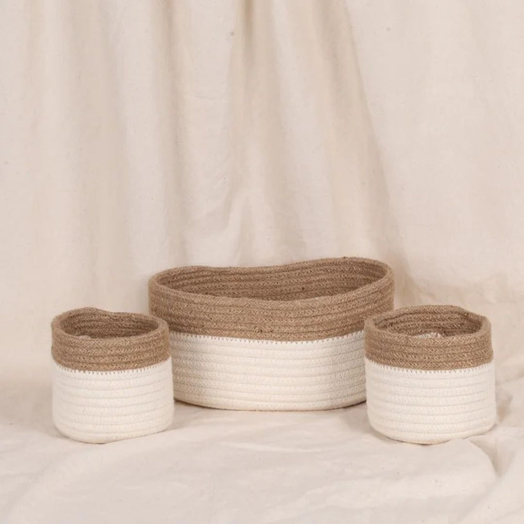 Cotton & Jute Organizer - Cream & Natural (3pcs)
