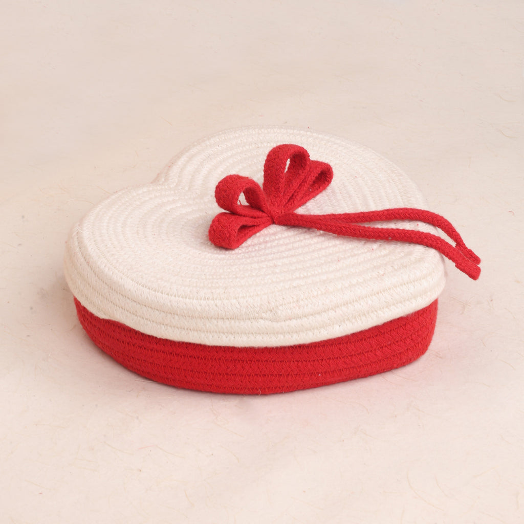 Cotton Rope - Heart Basket with Lid