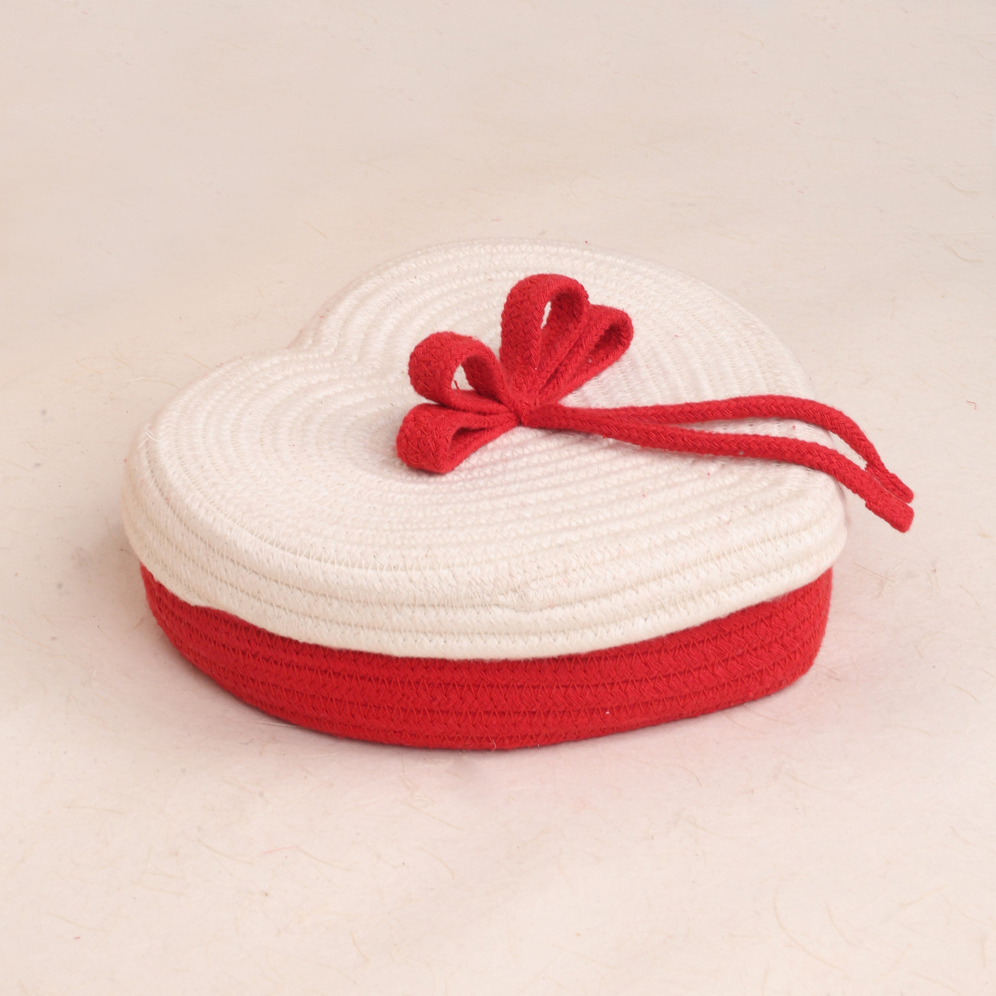 Cotton Rope - Heart Basket with Lid