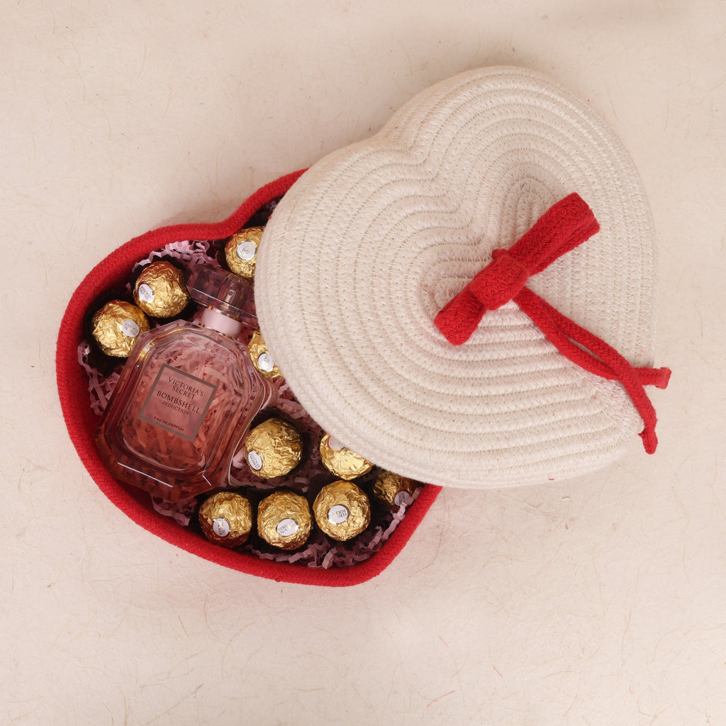 Cotton Rope - Heart Basket with Lid