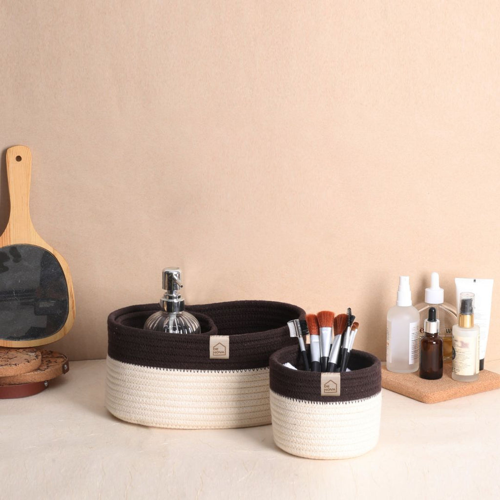 Cotton Organizer - Mocha & Cream (3pcs)