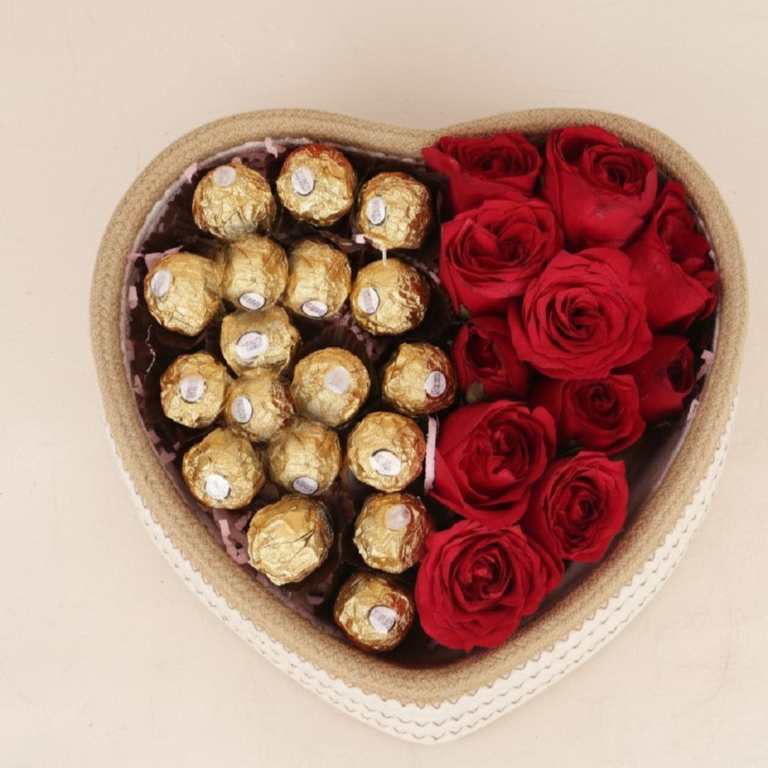 Cotton Rope Heart Open Basket - Cream & Natural