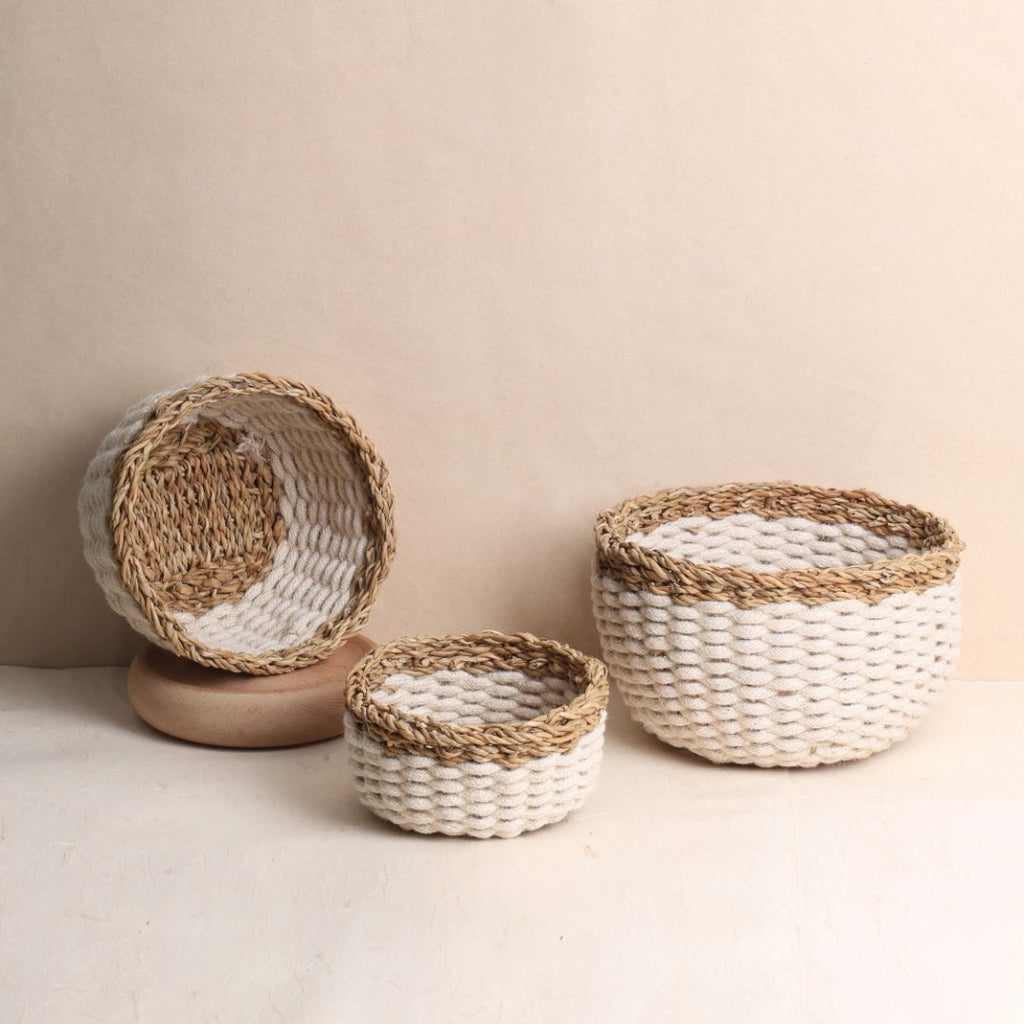 Duo Tone Rope Baskets (3Pcs)