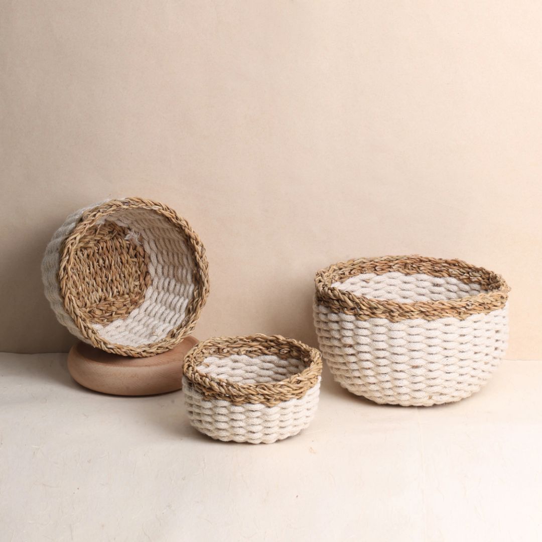 Duo Tone Rope Baskets (3Pcs)