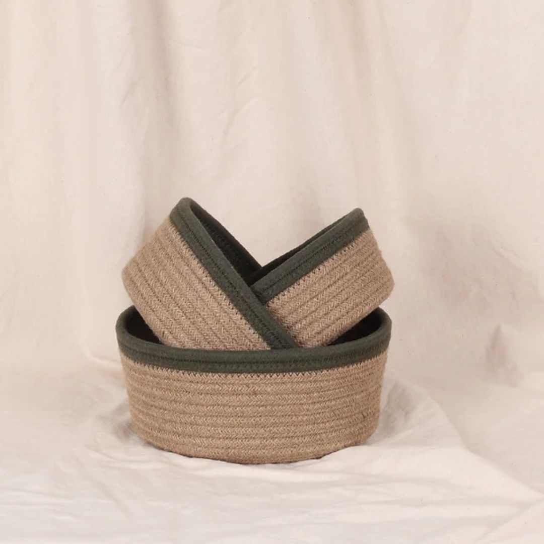 Cottage Baskets - Olive & Natural (3pcs)