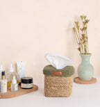 Square Tissue Box - Natural & Olive