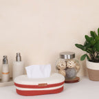 Oval Tissue Box - White & Rust