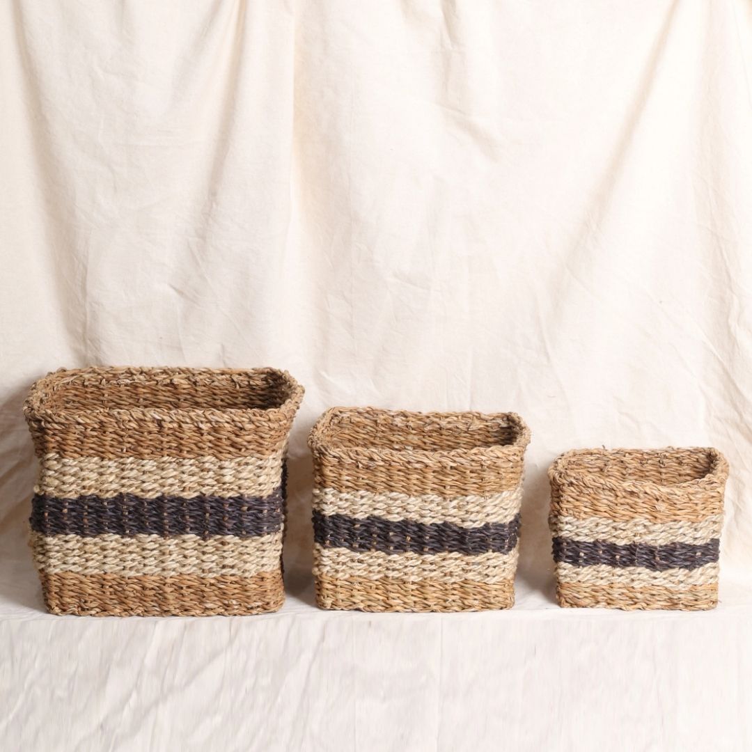 Striped Storage Baskets  (3Pcs)