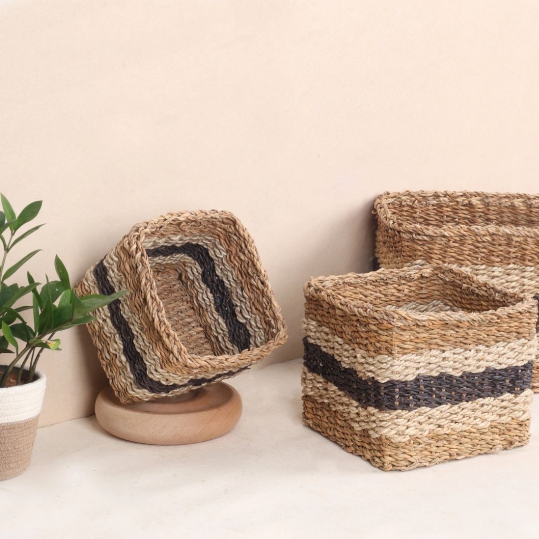 Striped Storage Baskets  (3Pcs)