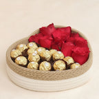 Cotton Rope Heart Open Basket - Cream & Natural