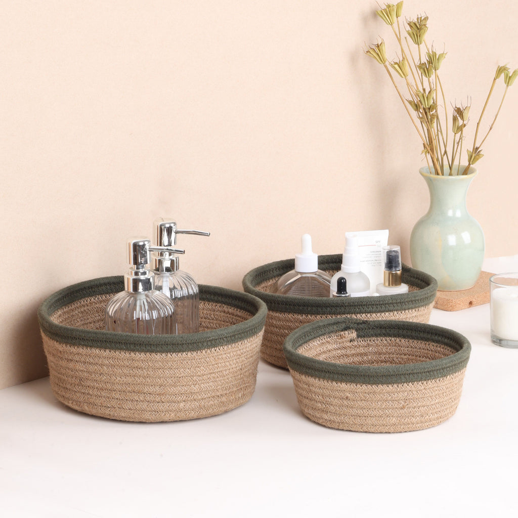 Cottage Baskets - Olive & Natural (3pcs)