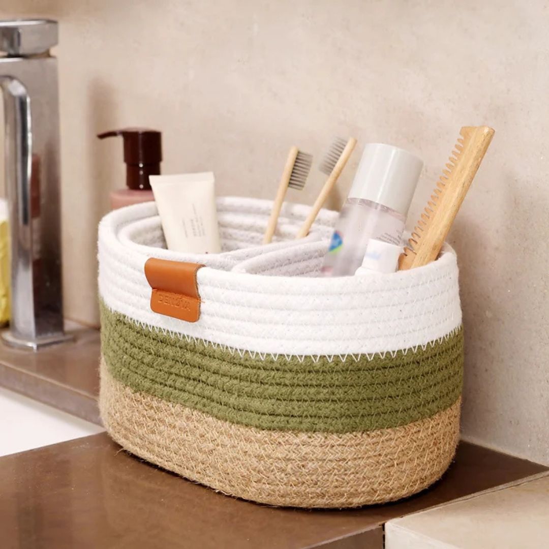 Cotton Organizer - Olive & Natural (3pcs)