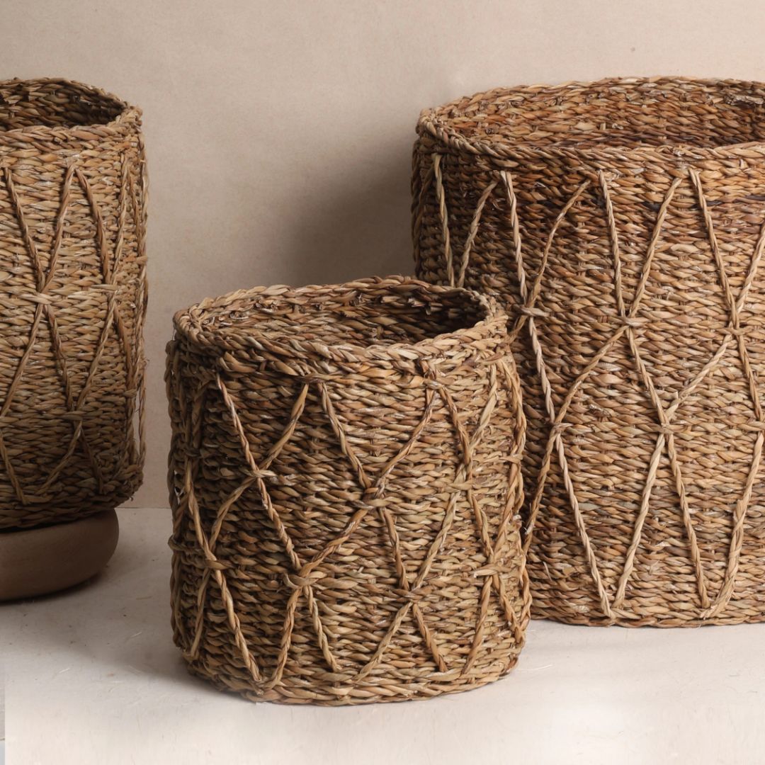 patterned seagrass planters (Pack of 3)