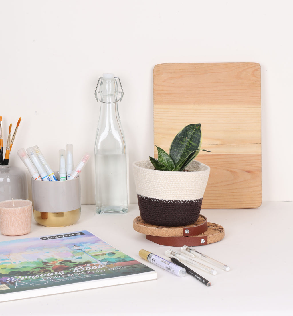 Table Planter - Mocha & Cream (Conical)