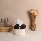 Square Tissue Box - Mocha & Cream