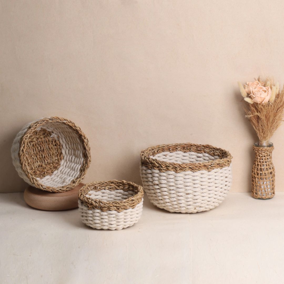 Duo Tone Rope Baskets (3Pcs)