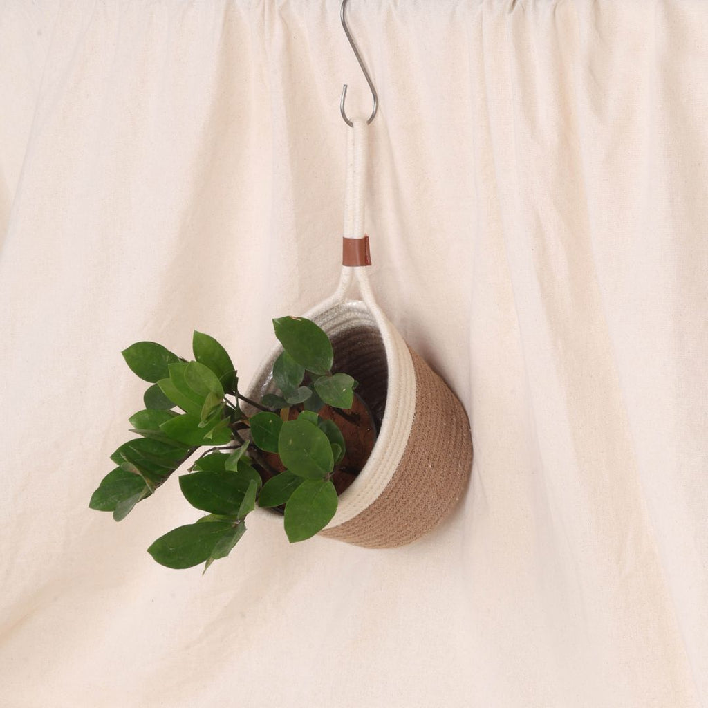 Hanging Planter - Cream & Natural (Medium)