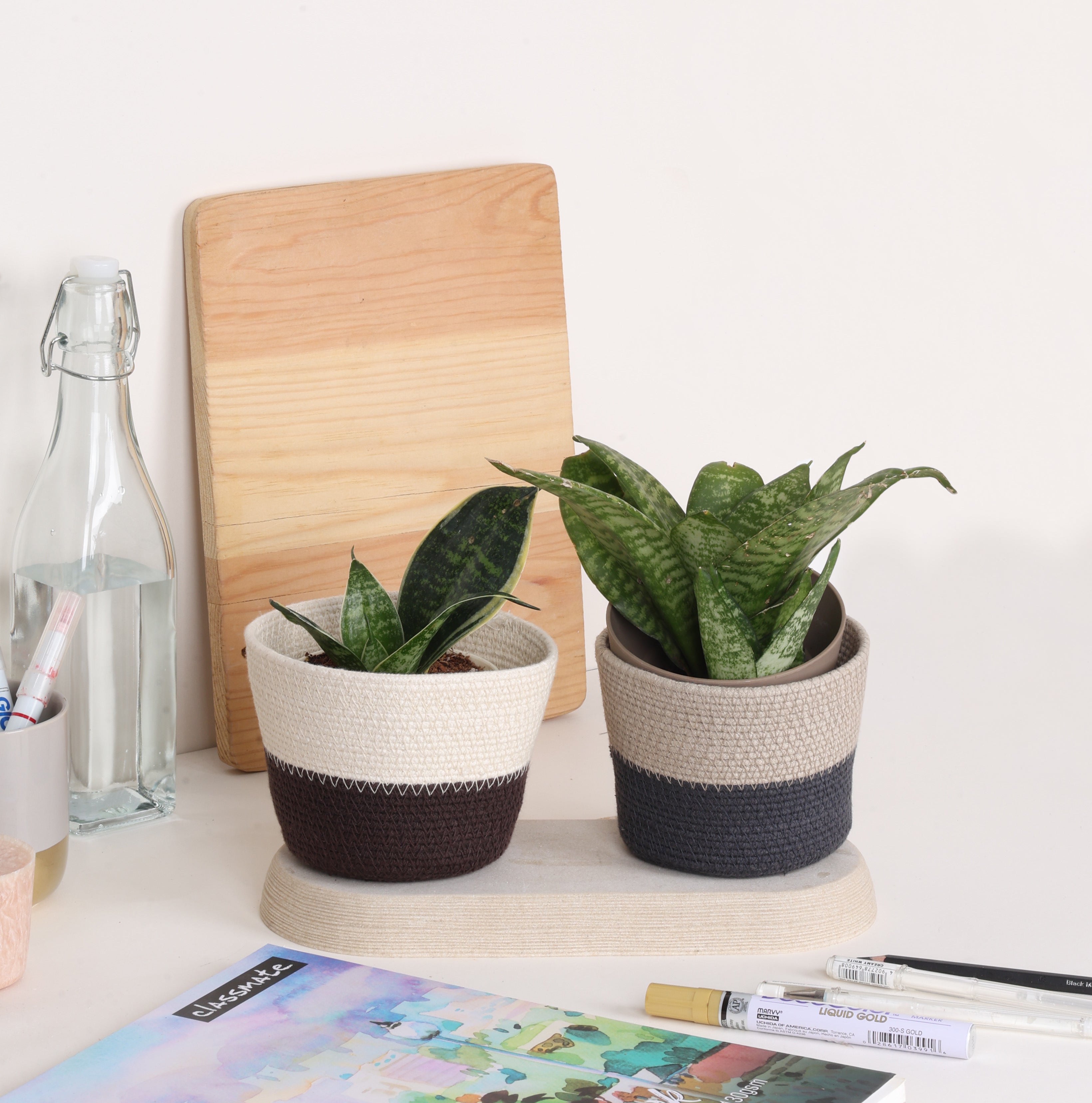 Table Planter - Mocha & Cream (Conical)
