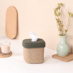 Square Tissue Box - Natural & Olive