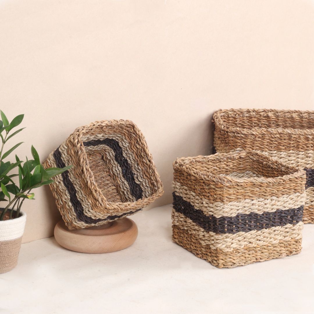 Striped Storage Baskets (3Pcs)