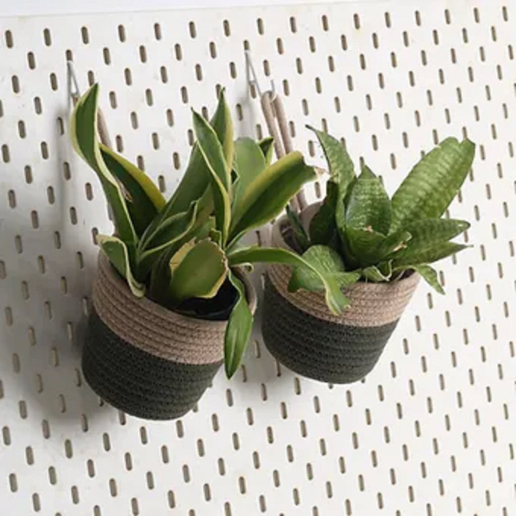Hanging Planter - Olive & Grey (Small, Pack of 2)