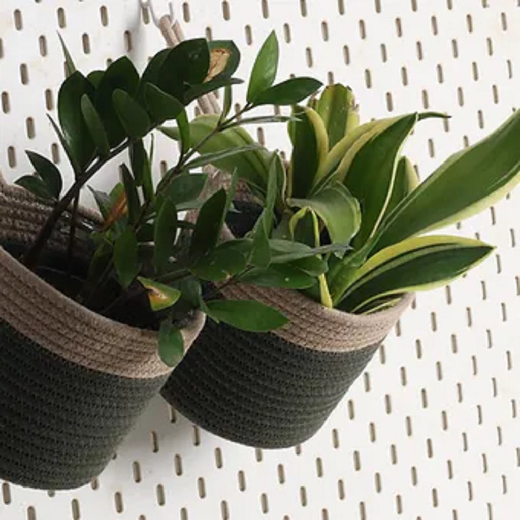 Hanging Planter - Olive & Grey (Big, Pack of 2)