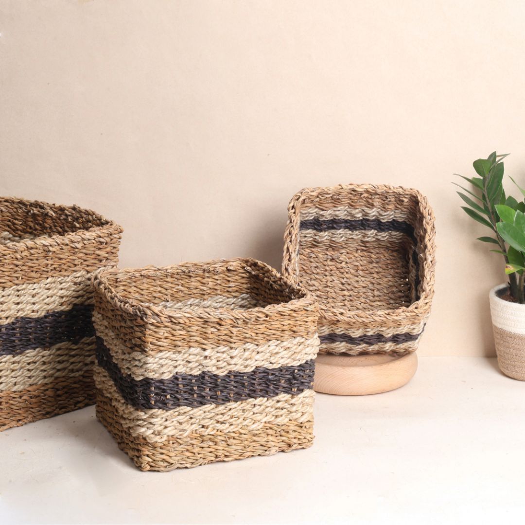 Striped Storage Baskets (3Pcs)