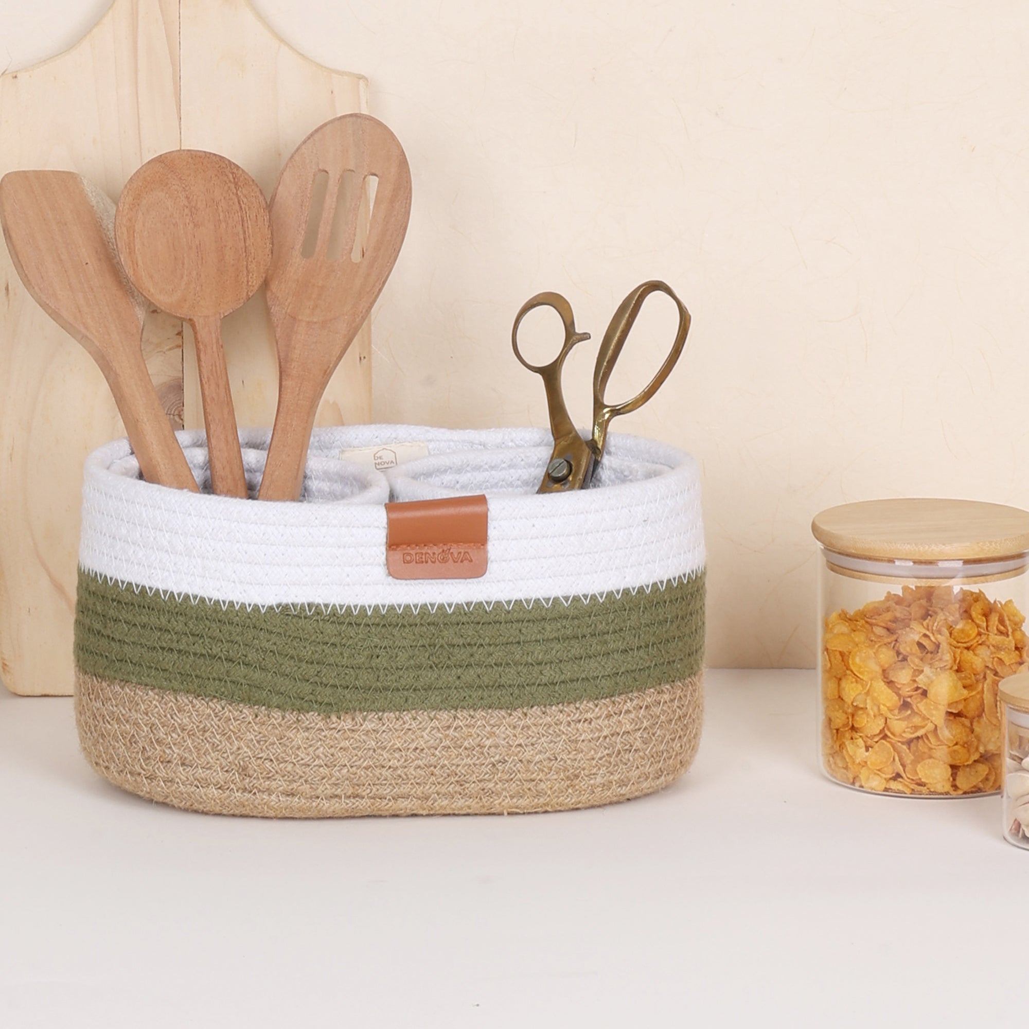 Cotton Organizer - Olive & Natural (3pcs)