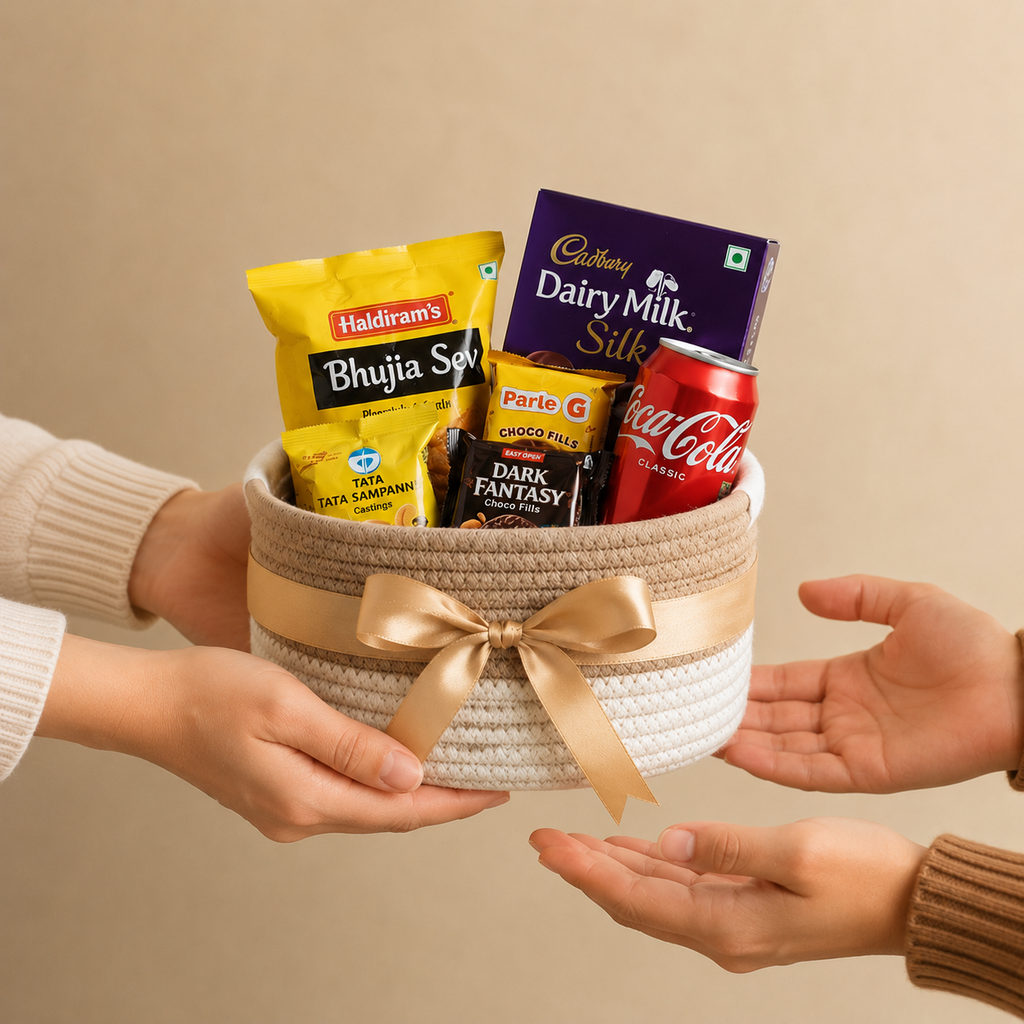 Two-Tone Soft Round Rectangular Wedding Hamper Basket