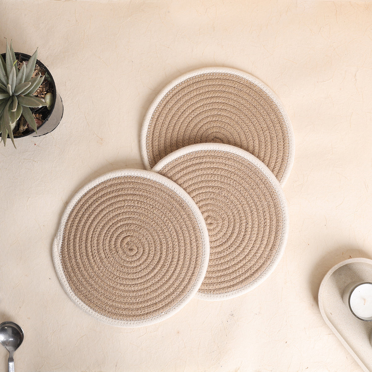 Trivet Beige & Cream Line (3Pcs)