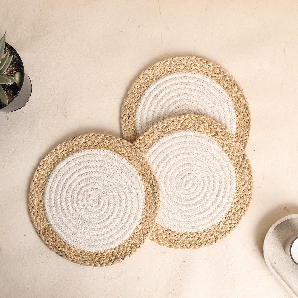 Trivets Cream & Jute Line (3Pcs)