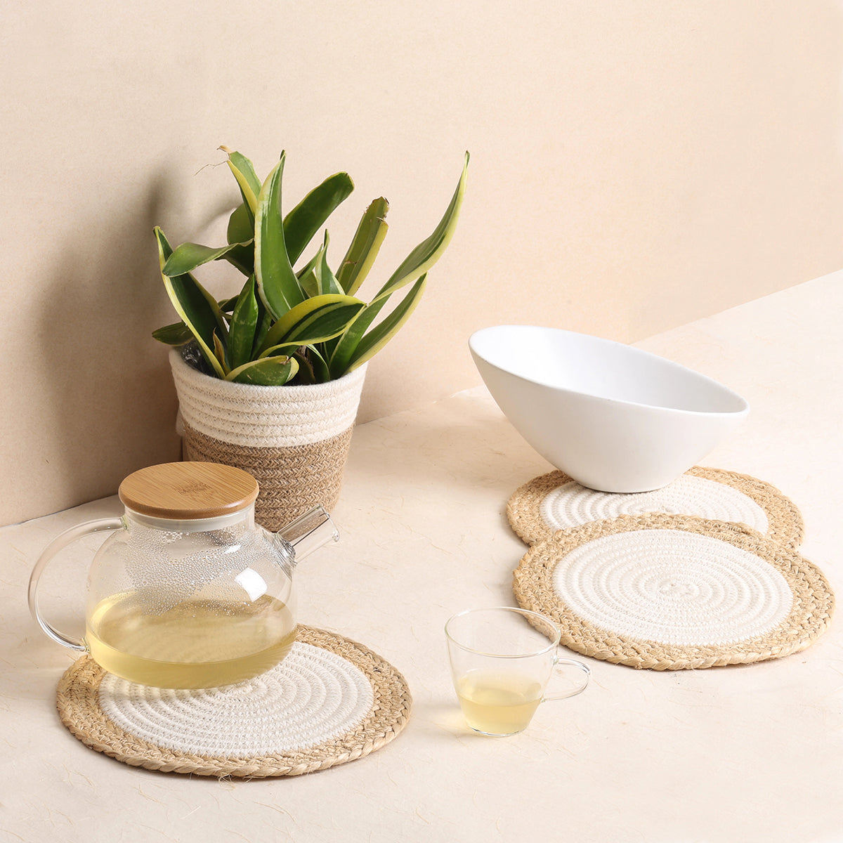 Trivets Cream & Jute Line (3Pcs)