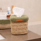 Square Tissue Box - Natural & Olive
