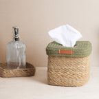 Square Tissue Box - Natural & Olive