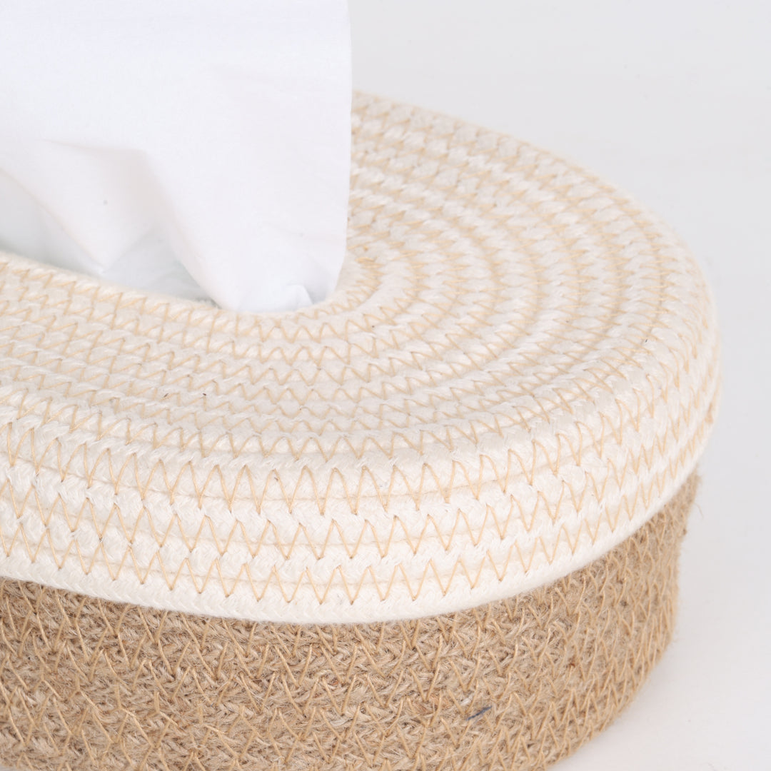 Oval Tissue Box - Natural & Cream
